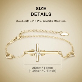 AmorAime 925 Sterling Silver Cross Bracelet for Women Faith Bracelet 14K Gold Plated Infinity Christian Believe Faith Bracelet Jewelry for Festival, Vacation or Holiday