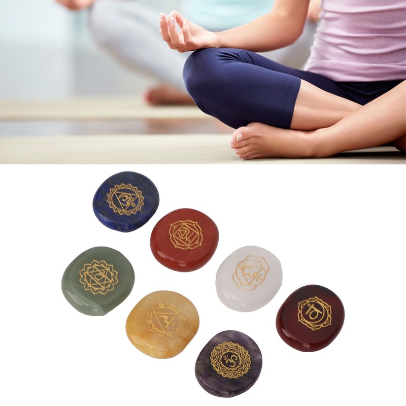 7 Pcs Rune Stones Set Different Color Smoother Yoga Stone
