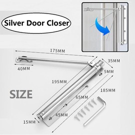 Door Closer, Rod Door Closer, Automatic Door Spring, Stainless Steel Adjustable Door Recliner with Screwdriver for Quiet Room Doors for Outdoor Interior Door, Garden Gate, Fly Screen Door, Room Doors