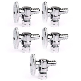 CMI Inc - 1/2 inch PEX x 3/8 inch OD Angle Stop Valve - 1/4-Turn Water Shut-Off for Sink, Toilet, Faucet Supply Lines - Lead-Free Brass Plumbing Ball Valve, Inlet/Outlet PEX Fittings - Chrome - 5 Pack