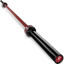 RICHUANG Olympic Barbell 45lb (20kg) - 7ft Bearing Spin Bar for Weightlifting and Strength Training,Ceramic Coating,500 LBS Capacity,28mm High Whip,Fits 2" Plates,for Home Gym (Iron Red-500LBS)