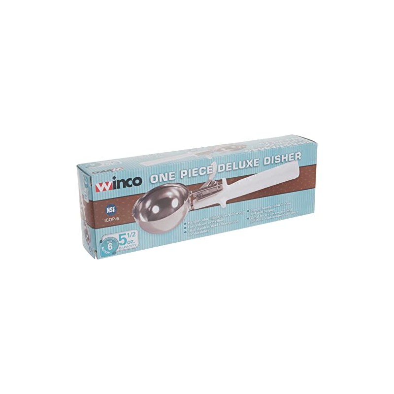 Winco - Recipiente para helado con mango blanco, tamaño 6,