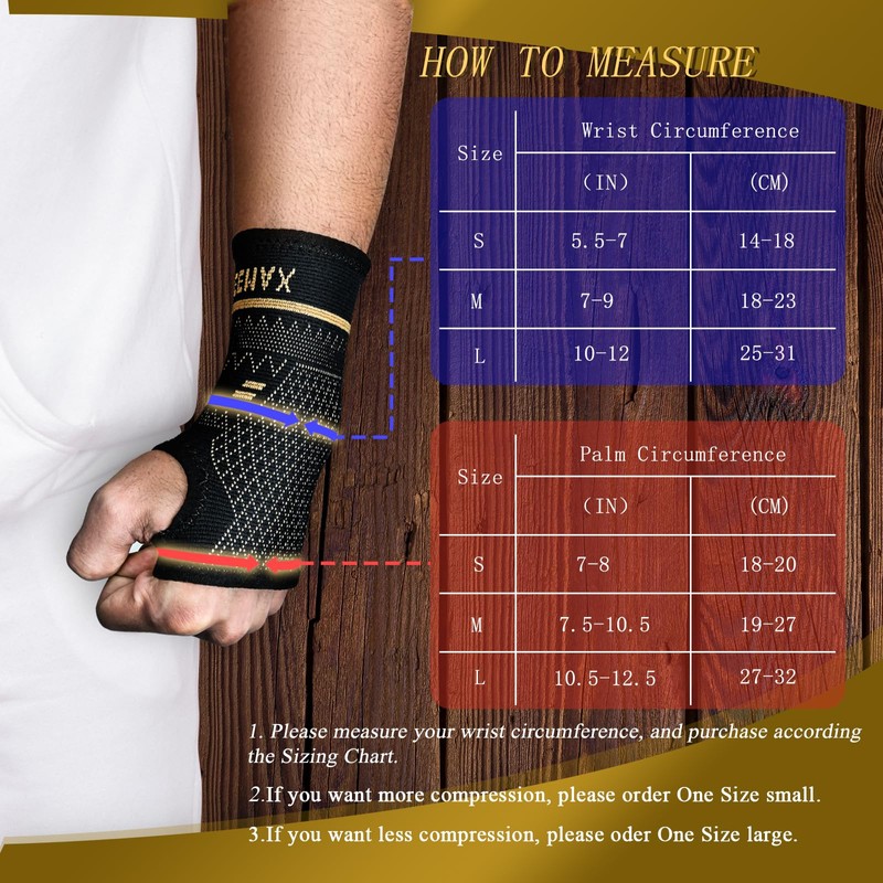 INDEEMAX Copper Wrist Compression Sleeve 1 Pair, Comfortable Hand Brace