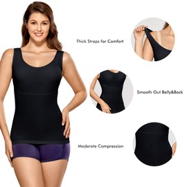 DELIMIRA Women's Body Shaping Camisole Top Body Shaper Tummy Control Shaping Top, black
