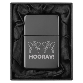 Lighter in Black Silk Lined Gift Box Hip Hip Hooray Funny Physical Therapy Therapist Gift (Black)