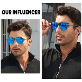 DUCO Aviator Sunglasses for Men Women Polarized Sunglasses UV400 Protection Driving Fishing DC3040 (Gunmetal Frame Revo Blue Lens)