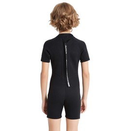 Aunua Children's 3mm Youth Swimming Suit Shorty Wetsuits Neoprene for Kids Keep Warm(7035 Black 12)
