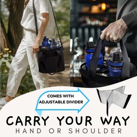 DERABY Insulated 4 Cup Drink Carrier Tote | 1680D Fabric Reusable Coffee Cup Bag with Adjustable Dividers | Portable & Secure Caddy for Hot & Cold Beverages | Family Size