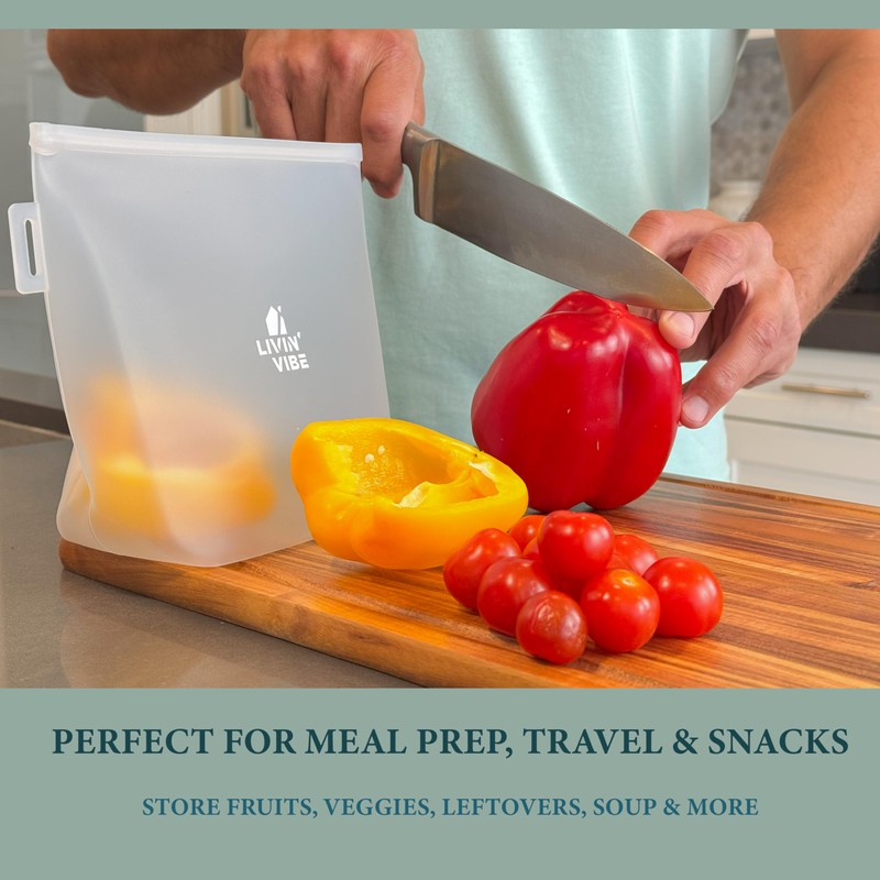 LIVINVIBE Reusable Silicone Food Storage Bags – Set of 4