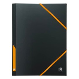 OXFORD 3 Flap Folder for Students A4 with Elastic 30 mm Spine Polypropylene Cover Black/Orange