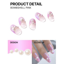 UUUUU. Semi Cured Gel Nail Strips (Spring Collection) - Real Gel, Long-Lasting & Easy to Apply & Remove, works any UV/LED Lamps - Spring 2025,Nail inspo,Nail Art Stickers (UGN103 Bombshell Pink)