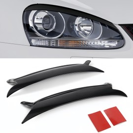 G-PLUS Headlight Eyelids Cover Compatible with 2006-2009 VW Golf GTI Replacement for Jetta R32 Rabbit MK5 Black