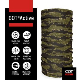 GOT Sports Fishing Mask Neck Gaiter - Breathable, Sun Protection Camo Mask for Men & Women - Scarf, Balaclava, Bandana - Fishing, Hunting, Hiking (Olive Tiger Stripe)