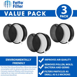 Fette Filter 3 Pack of Replacement HEPA Filters Compatible with Levoit Air Purifier LV-H132. Compare to Part # LV-H132-RF High Efficiency, Removes Odors, Captures 99.97% of Dust, Pollen, Allergens.