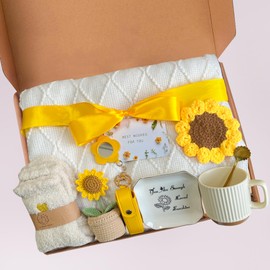 Sunflower Gift Basket for Women - Inspirational Employee Appreciation Difference Maker Gifts, Get Well Soon, Farewell Gifts for Coworkers, Nurse, Teacher - Self Care Sunshine Box