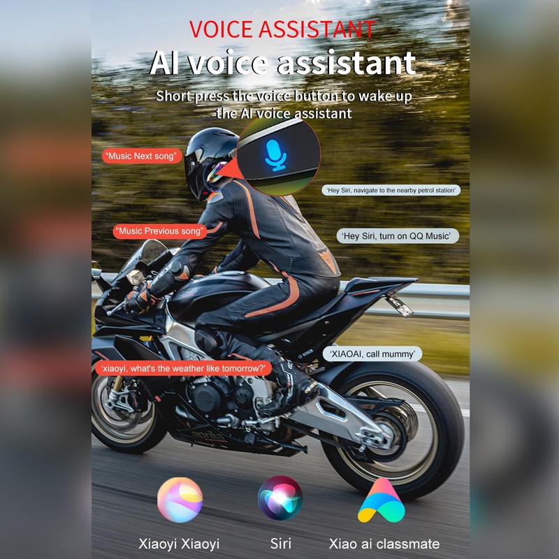 VCOROS Motorcycle Helmet Headset 2-Way 2 Riders Helmet Intercom