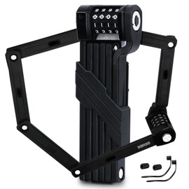 Auto Care Bike Fold Code Lock, 35 Inch Thickened Alloy Steel 4-Digit Combination Folding Lock with Lock Bracket, Heavy Duty Foldable Bicycle Lock with Reflective Spokes for Mountain Bikes, Bicycles