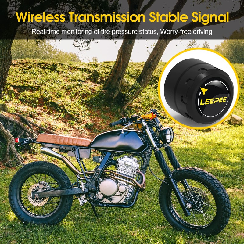 leepee Motorcycle Tire Pressure Monitoring System, Tire Pressure and Temperature
