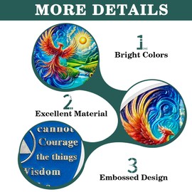 4 Year Phoenix Sobriety Coin - Affirmation AA Recovery Chip Medallion with Prayer - Alcoholics Anonymous Token Gift for Sober Anniversary - Sobriety Gift for Men & Women