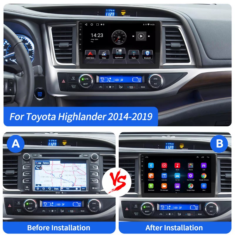 ESSGOO For Toyota Highlander 15-2019 Car Stereo Radio Carplay Android