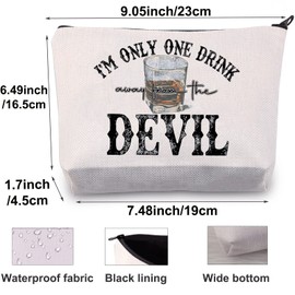 BWWKTOP Country Music Cosmetic Makeup Bag Country Singer Lover Gift I'm Only One Drink Away From The Devil Zipper Pouch Bag Son Of a Sinner Merchandise, Only One Drink, Bag