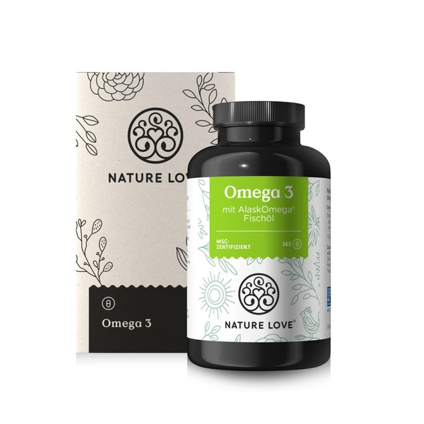 Omega 3 - hochdosiert mit 650mg Omega 3 Fettsäuren pro Tagesdosis - 365 kleine Kapseln mit Spitzenrohstoff AlaskOmega® (MSC-zertifiziert) - ohne Zusätze in Deutschland produziert