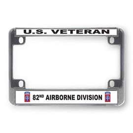 Sign Destination Metal Bike License Plate Frame U.S. Veteran 82Nd Airborne Division Motorcycle Tag Holder Chrome 4 Holes One Frame