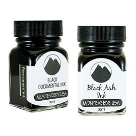 Monteverde 60ml Core Fountain Pen Ink Bottle (30ml Black Documental Ink Bottle G309DB, 30ml Black Ash Ink Bottle G309BA)
