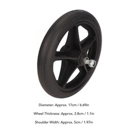 YUYTE 2pcs Black Rubber 7in Wheelchair Wheel, Compatible with Wheelchair, Caster, Accessory, Replacement, Part