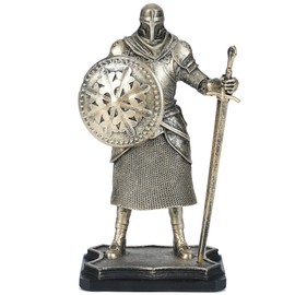 H&W 7.1''H Warrior Figurine, Guard Ornament, Soldier Statue, Medieval Armored Knight Decoration, for Office Desk & Study Room, A Gift for Husband/Father/A Real Man, Golden(WS24104-J)