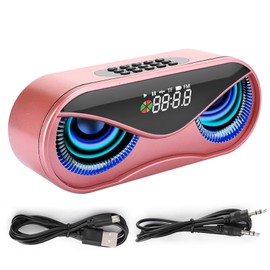 ABS Multifunction Alarm Clock Bluetooth Speaker Voice Prompt Call Function Independent Diaphragm Flashing Colorful Light Loudspeaker BoxPink