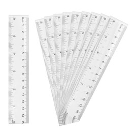 Plastic Ruler Set,10 Pcs 15cm Clear Ruler Transparent Straight Ruler Shatter Resistant Ruler School Office Stationary Ruler for Student Kids Teacher