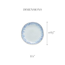 Costa Nova, Brisa collection, Stoneware Dinnerware, Salad dessert plate, sal (white), 9''