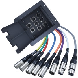 Advance MCS Electronics Pro Audio Recessed Stage in Floor Pocket Box Black with Prewired Connections (6-XLR Female + 2-XLR Male)