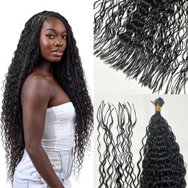 RHEANNA Pre-Divided Curly Bulk Human Hair For Boho Braids Loose Deep Wave Bulk Human Hair For Braiding Double Drawn Extensions (160 Roots)18inch/50g
