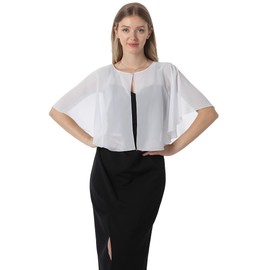 Chiffon Capelet Women's Soft capes Shawls and Wraps for Evening Dress Wedding Cape Cover Up (Ivory)