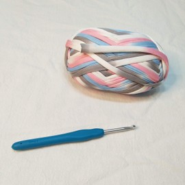 DIY T-Shirt Yarn, Soft Cotton Fabric Cord, Chunky Knitting Yarn, Spaghetti Yarn, Zpagetti Yarn, Crochet Fabric Yarn 100g with One Crochet Hook (Color 6)