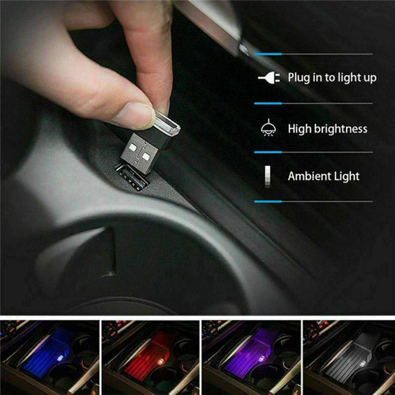 Lever3368 Blue Mini USB LED Car Accessories Interior Light Neon