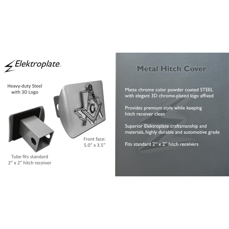 Elektroplate Texas Masonic Square and Compass All Metal Brushed Chrome