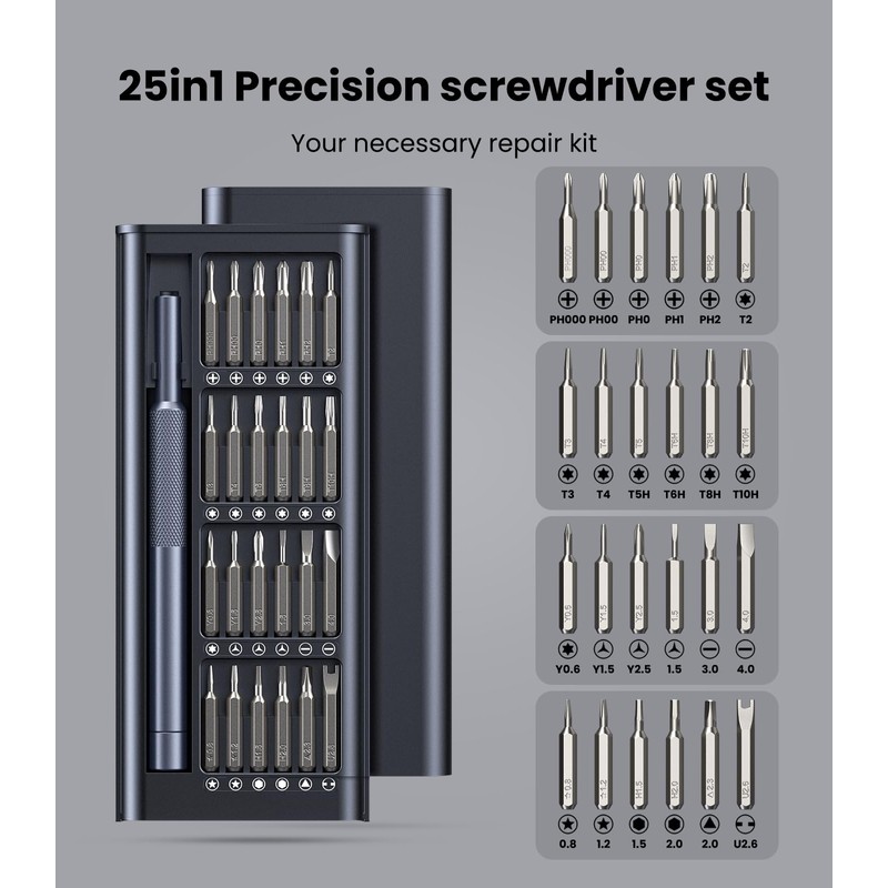 AXTH 25-in-1 Small Precision Screwdriver Set, Professional Magnetic Mini Repair