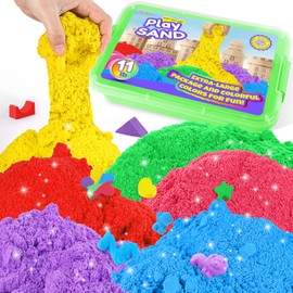 AtMini Play Sand for Kids, 11lbs of 6 Colored Sands, Magic Sand Bulk, Play Sand for Sandbox Sensory Sand Kit for Boys and Girls (Green Tray)