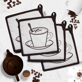 Tiny Break Coffee Cup Pot Holder Set of 4, Kitchen Cooking & Baking Heat Resistant Microwave Oven Trivets - Best for Heat Protection of Hands & Holding Hot Utensils