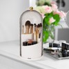 QIYVLOS Toothbrush Holders with Sliding Lid, Rotating 3 Slots Bathroom