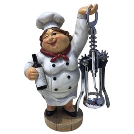 Chubby Female Chef Corkscrew Bottle Opener and Stand