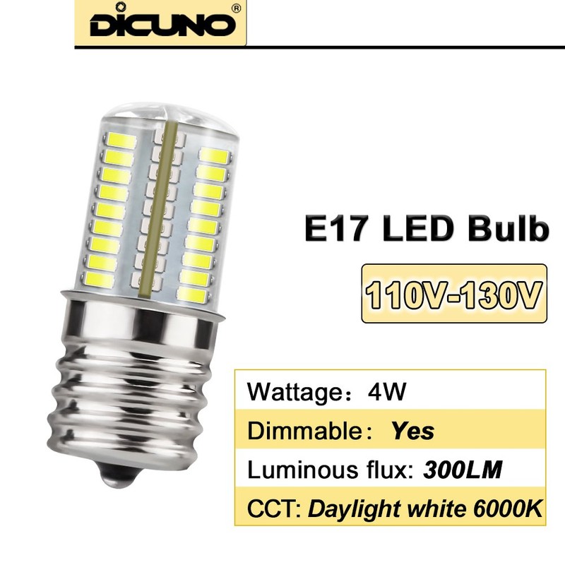 DiCUNO E17 LED Bulb Dimmable, Under Microwave Oven Appliance Light,