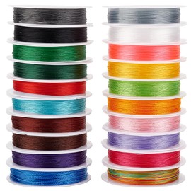 PH PandaHall 20 Colors 0.2mm Beading String Chinese Knotting Cord Braided Beading Thread Bracelet Jewelry String Thread for Sewing Craft Jewelry Making Ornament, 200m
