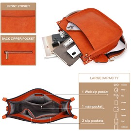 HKCLUF Vegan Leather Crossbody Bags Purse for Women Trendy Tassel Hobo Handbag Women With 2PCS Adjustable Guitar Strap, Hka12-orange