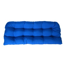 Sunbrella Canvas Pacific Blue Large Wicker Love Seat Cushion - Indoor / Outdoor Large Wicker Loveseat Settee Tufted Cushions