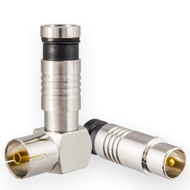 Antennenstecker Set 5X Stecker (Gerade) & 5X Buchse (Winkel) für Kabelfensehen DVB-C Radio DVB-T2 TV IEC (männlich + weiblich) Kompressionsstecker Veredelt für Antennenkabel Kabel BK Anlagen 90° Grad