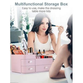 ONXE Makeup Organizer with Drawers,Large Capacity Countertop Organizer for Vanity,Bathroom and Bedroom Desk Cosmetics Organizer for Skin Care,Brushes, Eyeshadow, Lotions, Lipstick, Nail Polish